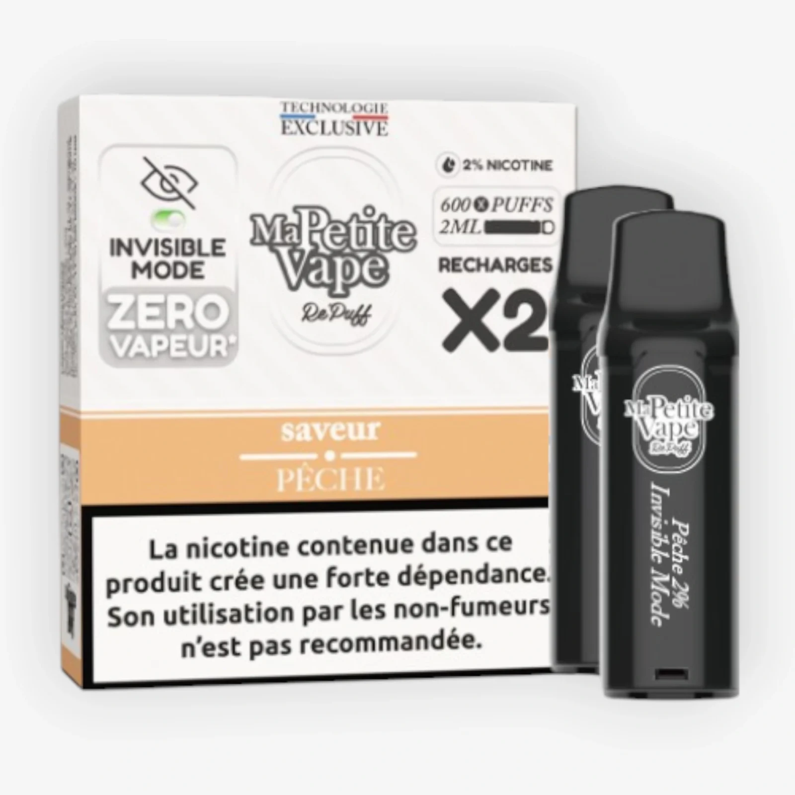 Cartouche Repuff 600 Pêche (x2) - Ma Petite Vape