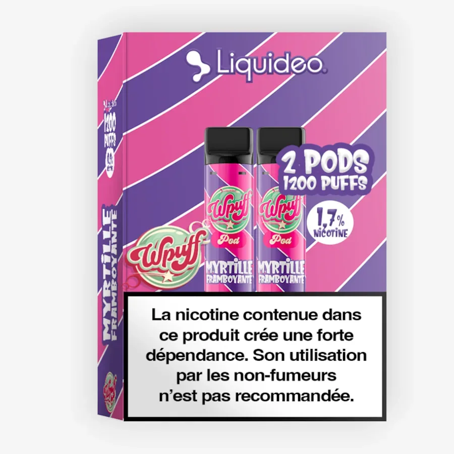 Cartouche Wpuff 1800 Myrtille Framboyante (x2) - Wpuff (Liquideo)