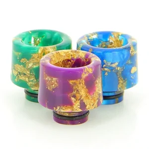 Drip Tip 510 Large Epoxy Résine Pépite Dorée