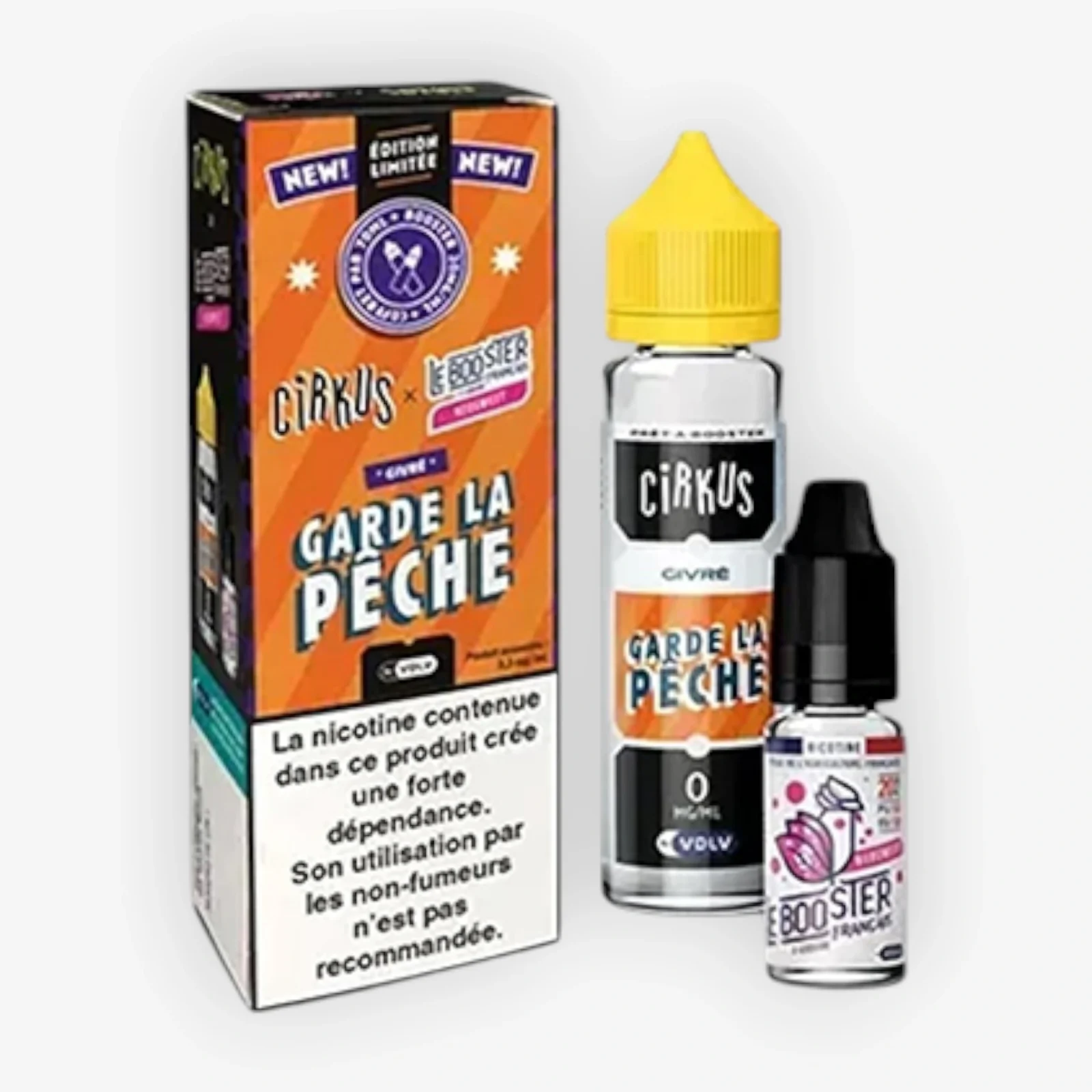 E-liquide Garde la Pêche 50 mL + booster Neosweet - Cirkus VDLV