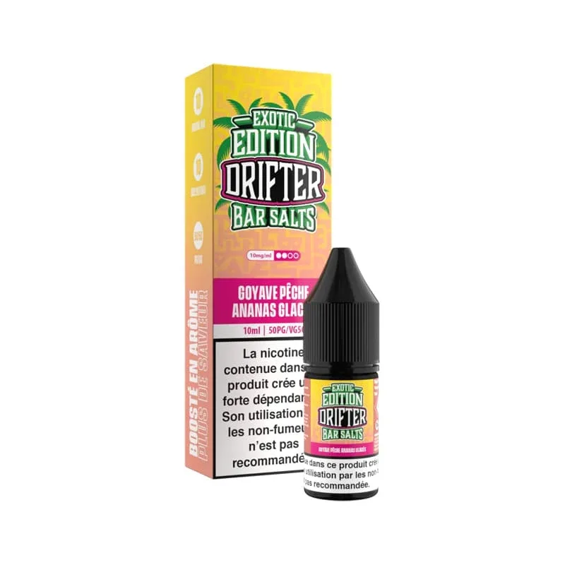 E-liquide Sel de Nicotine Goyave Pêche Ananas Glacés 10ml – Exotic Edition Drifter