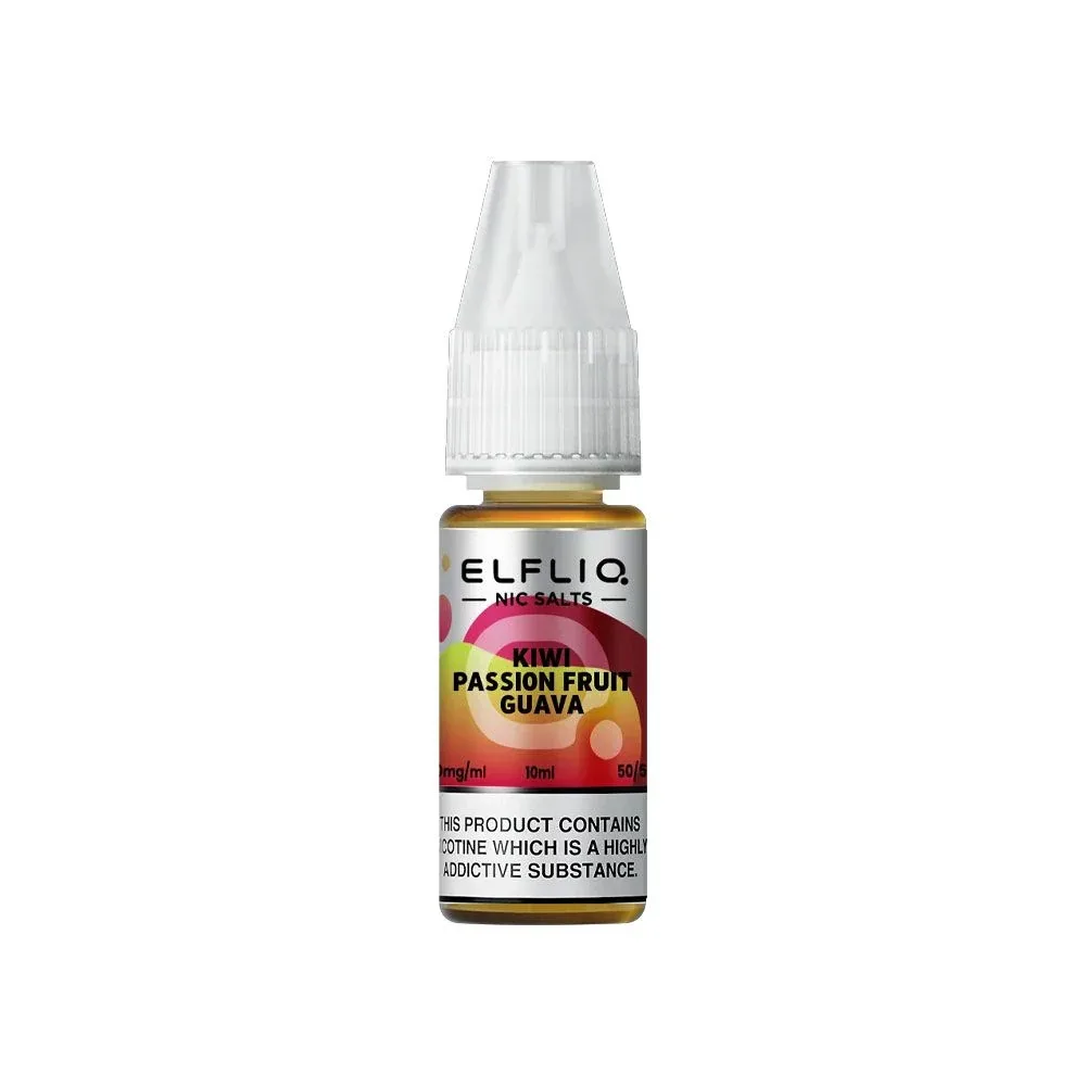 E-liquide Sel de Nicotine Kiwi Passion Fruit Guava 10ml – Elfliq Elfbar
