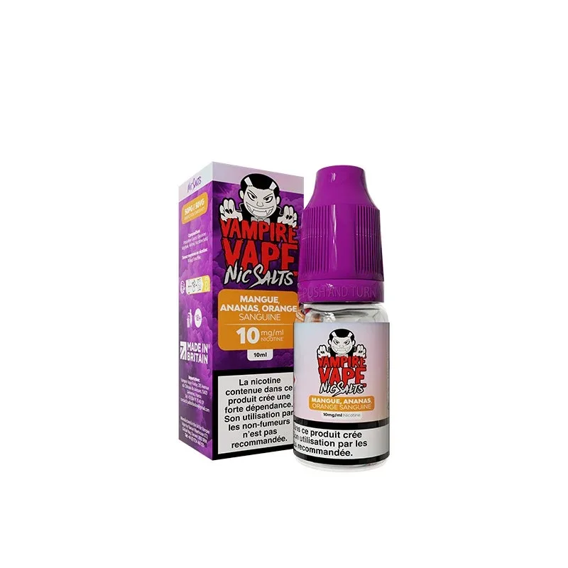 E-liquide Sel de Nicotine Mangue, Ananas & Orange Sanguine 10ml – Vampire Vape
