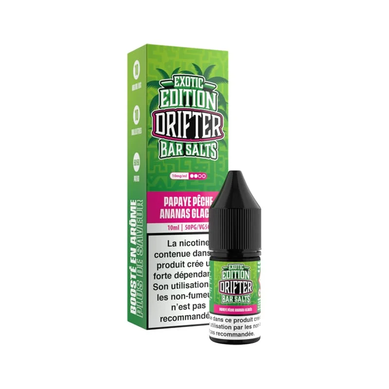 E-liquide Sel de Nicotine Papaye Pêche Ananas Glacés 10ml – Exotic Edition Drifter
