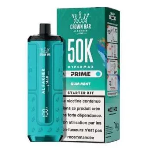 Puff rechargeable Gum Mint Crown Bar Hyper Max Prime 50K Al Fakher